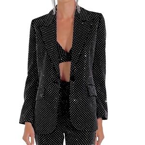 🪩 HEIRESS BEVERLY HILLS Crystal Embellished Crepe Blazer XS 🪩